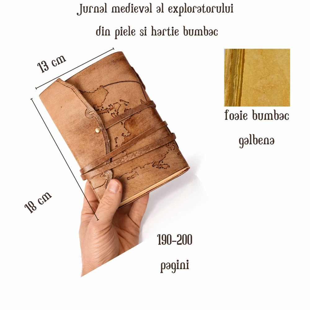 Jurnal Medieval din Piele Naturala cu Harta – Cronicile Exploratorului 18x13 cm [2]