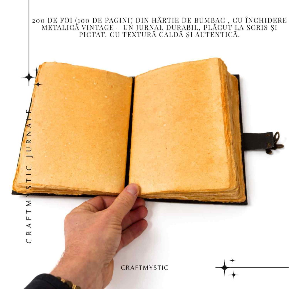 Jurnal The Sun din piele naturala si hartie de bumbac CraftMystic [5]