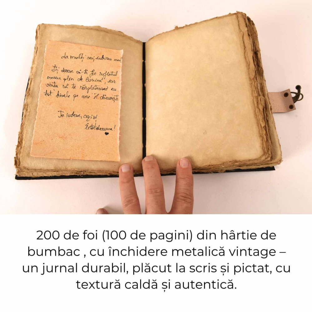 Jurnal vintage pentru magie model "Book of Shadow"  cu 7 pietre pentru cele 7 chakre - Jurnal cu inchidere cu lacat, handmade din piele vintage, cadou pentru femei si barbati [3]