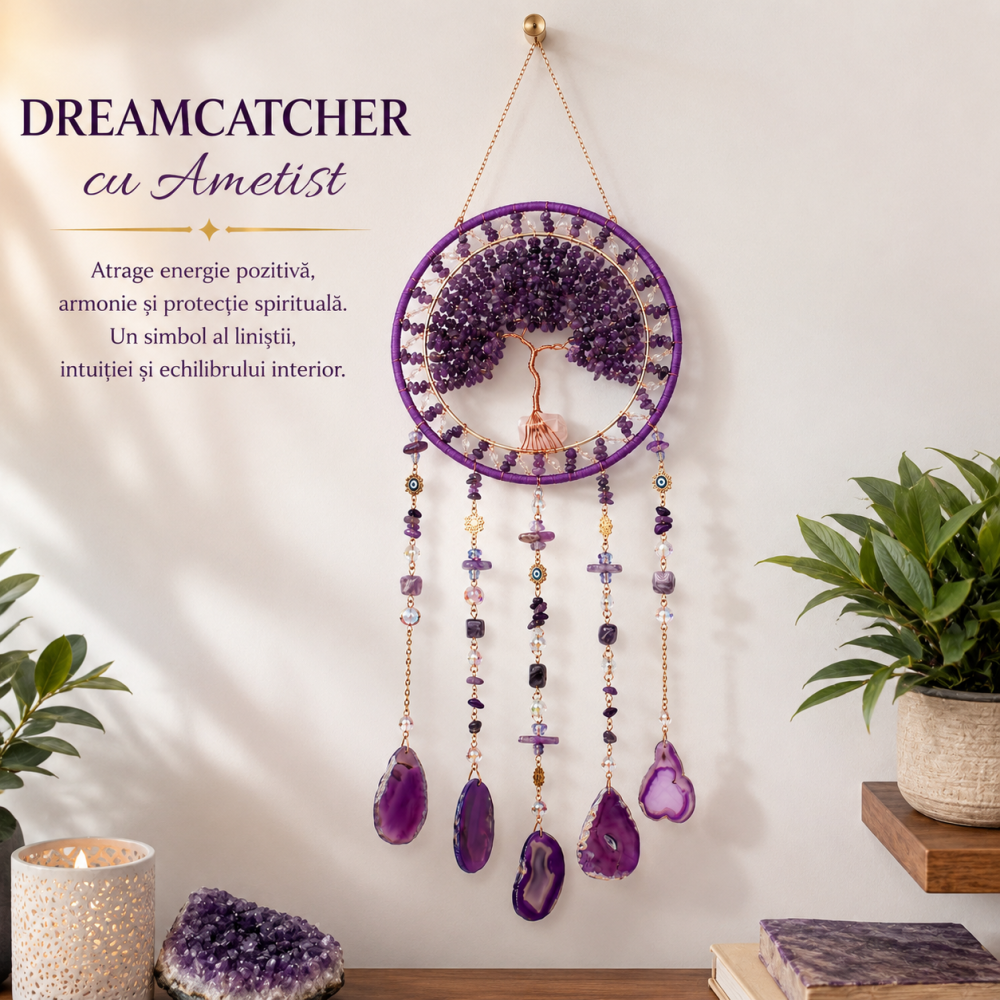 Dreamcatcher Arborele Vietii cu Ametist – Protectie Spirituala si Claritate Mentala [4]