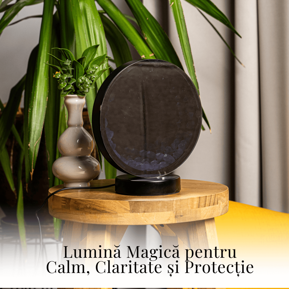 Lampa cu Oglinda si Ametist Natural – Decor Magic cu Cristale Energetice [5]