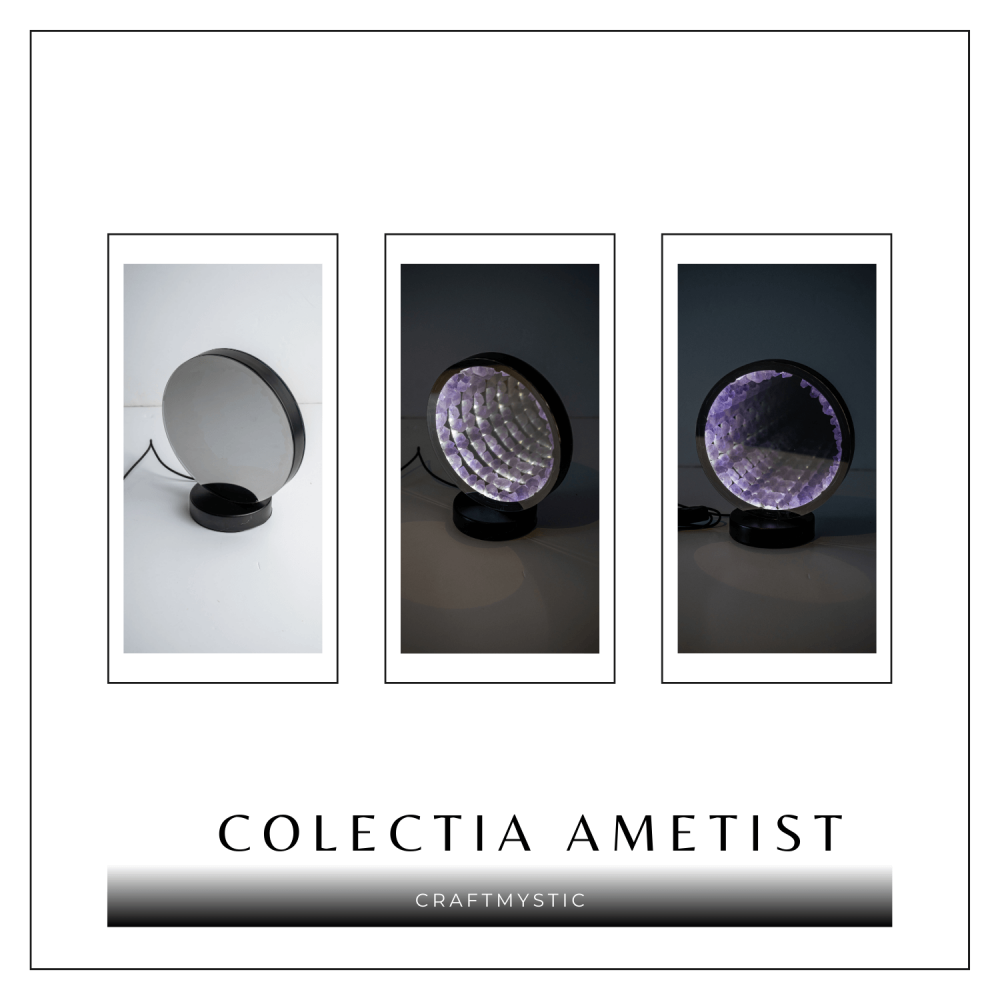 Lampa cu Oglinda si Ametist Natural – Decor Magic cu Cristale Energetice [8]