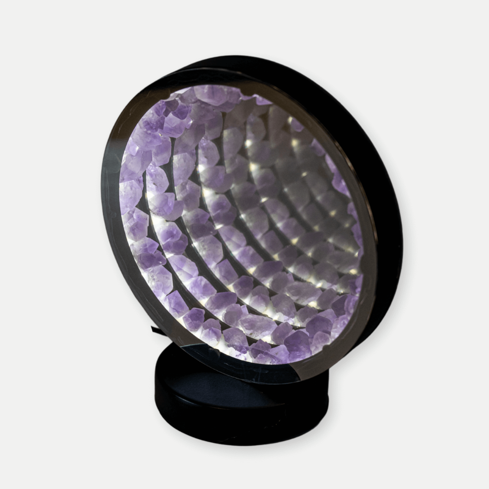 Lampa cu Oglinda si Ametist Natural – Decor Magic cu Cristale Energetice [1]