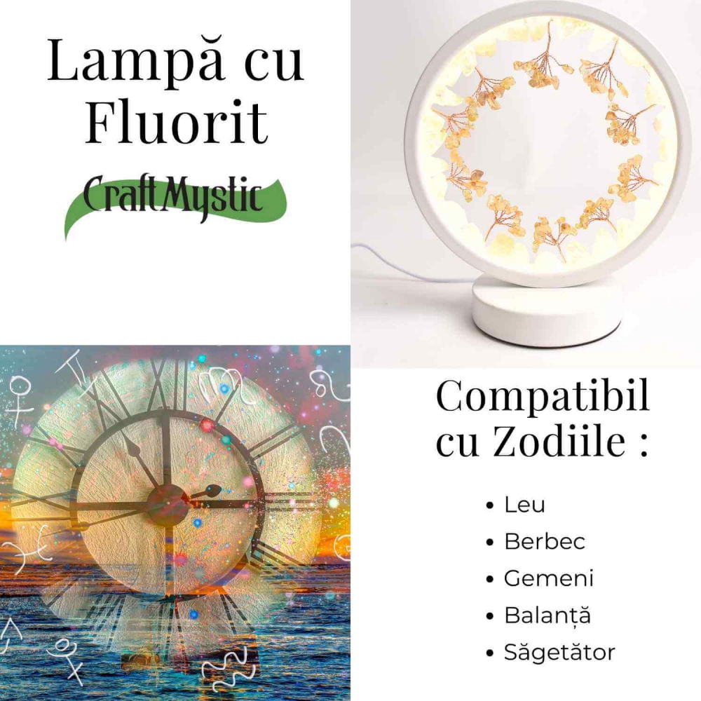 Lampa de Noapte Rotunda cu Cristale Citrin Brut si Rulat – Energie Pozitiva si Calm pentru Casa Ta [4]