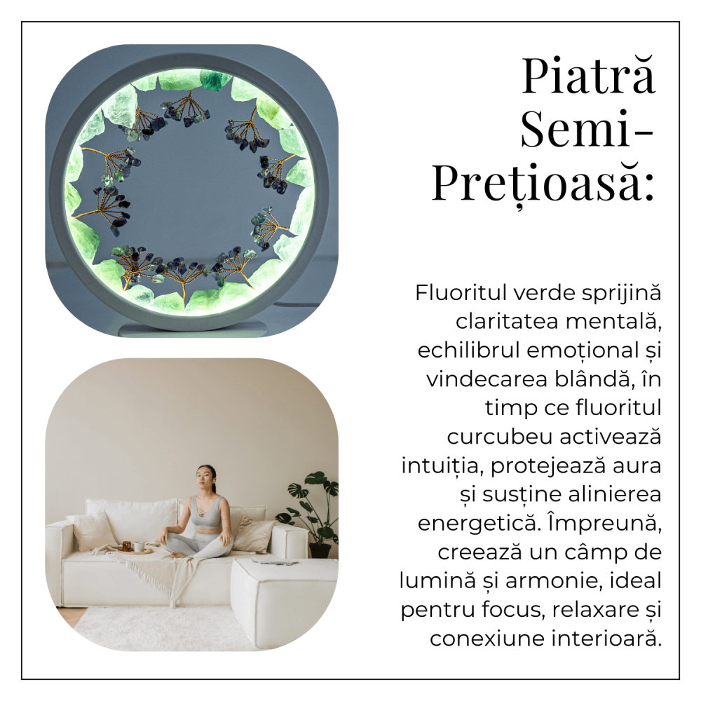 Lampa cu fluorit verde si curcubeu – Claritate si armonie cu cristale naturale [5]