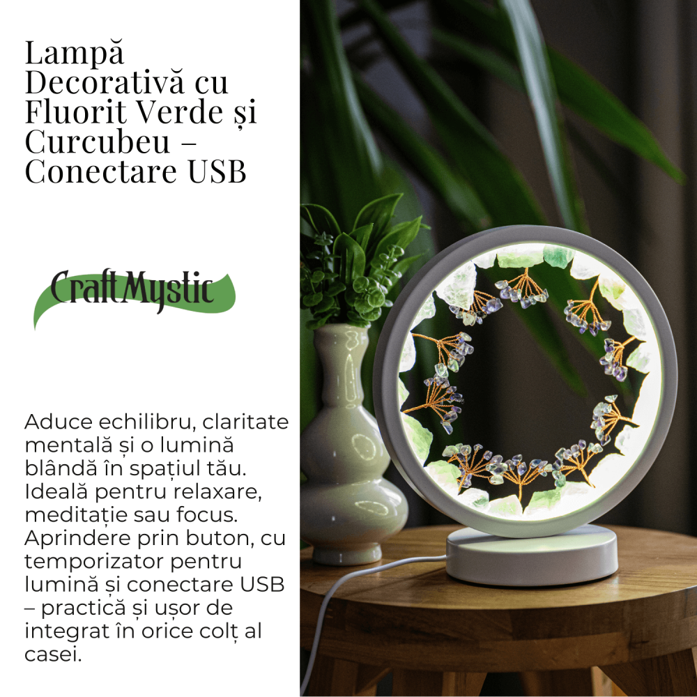 Lampa cu fluorit verde si curcubeu – Claritate si armonie cu cristale naturale [4]