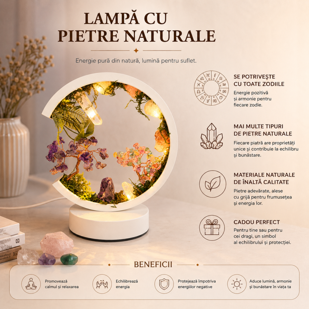 Lampa Rotunda cu Pietre Naturale – Armonie, Echilibru si Energie Pozitiva [3]