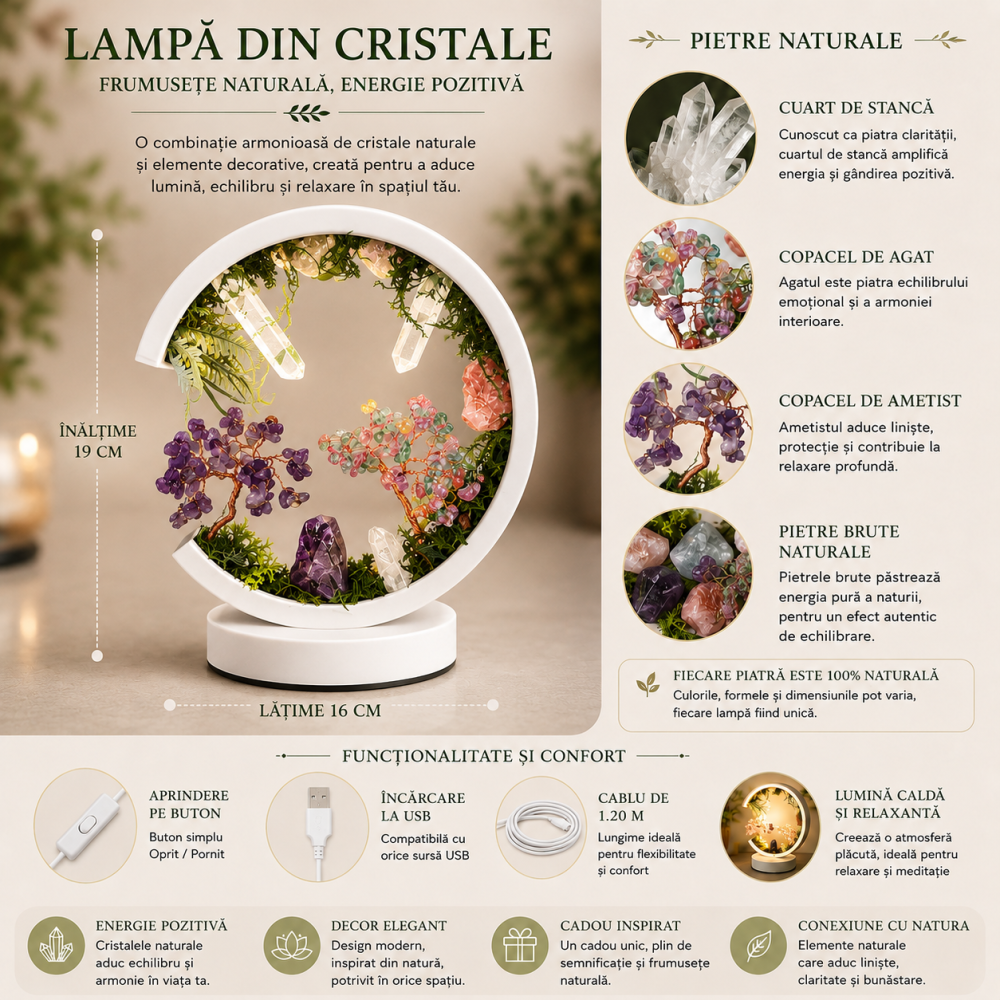 Lampa Rotunda cu Pietre Naturale – Armonie, Echilibru si Energie Pozitiva [5]