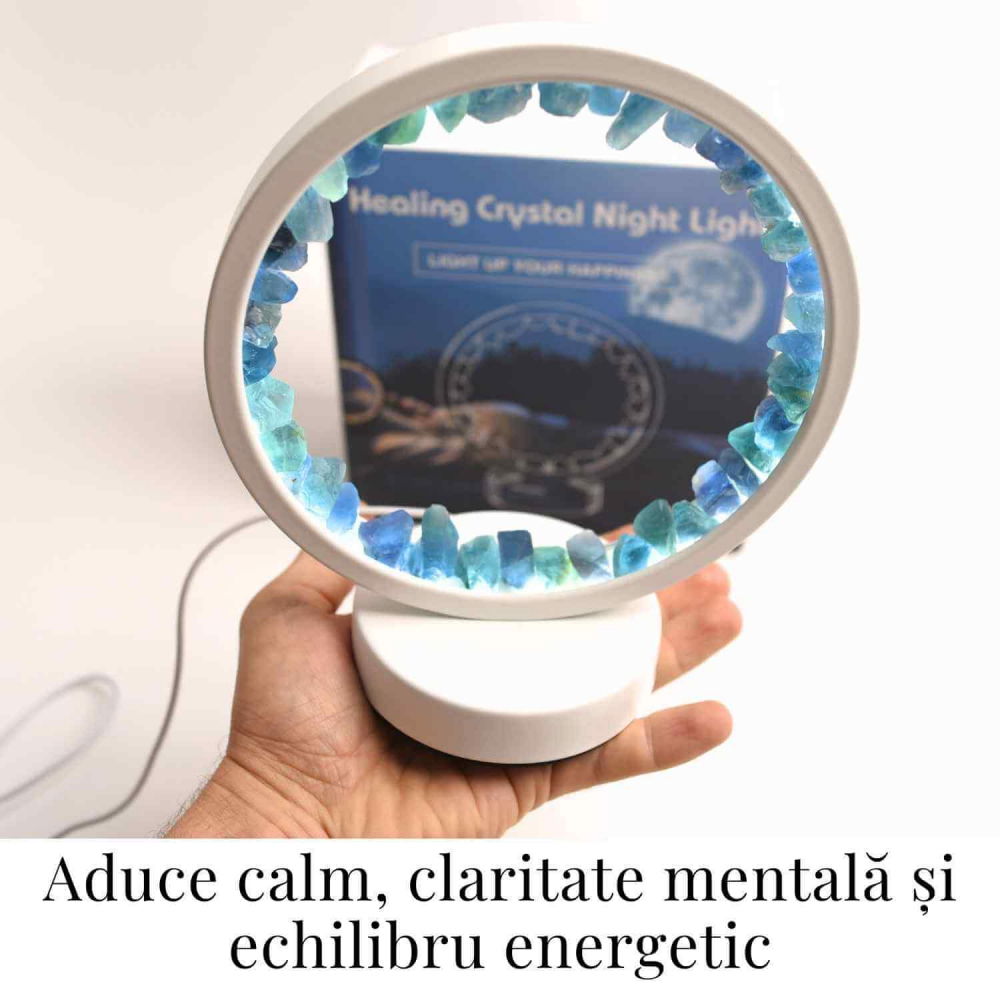 Lampa de noapte rotunda cu cristale fluorit – Echilibru si calm pentru orice camera [3]