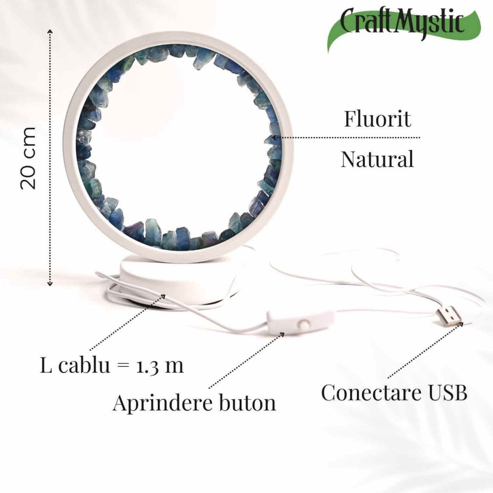 Lampa de noapte rotunda cu cristale fluorit – Echilibru si calm pentru orice camera [4]