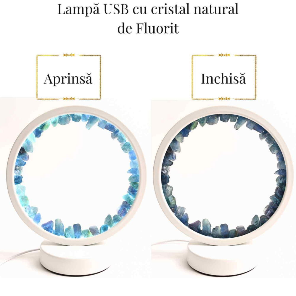 Lampa de noapte rotunda cu cristale fluorit – Echilibru si calm pentru orice camera [2]