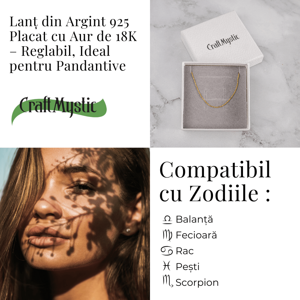 Lant din Argint 925 Placat cu Aur 18K – Subtire, Stralucitor, Reglabil [4]