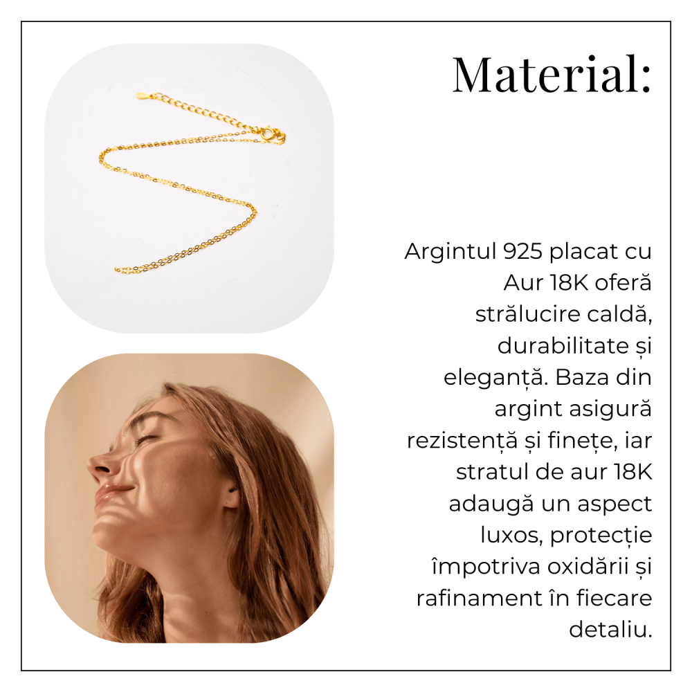 Lant Argint 925 Placat cu Aur 18K – Elegant, Ajustabil și Ideal pentru Pandantive [6]