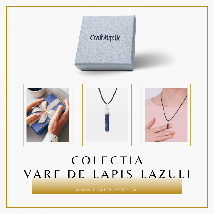 Colier Reglabil cu Pandantiv 35mm Varf de Lapis Lazuli cu 6 Fete [7]