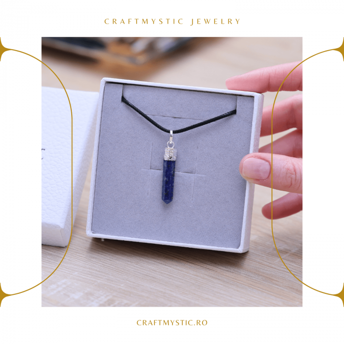 Colier Reglabil cu Pandantiv 35mm Varf de Lapis Lazuli cu 6 Fete [6]