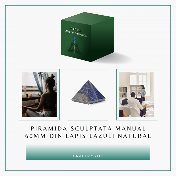 Piramida Sculptata Manual 60mm din Piatra Lapis Lazuli Naturala [6]