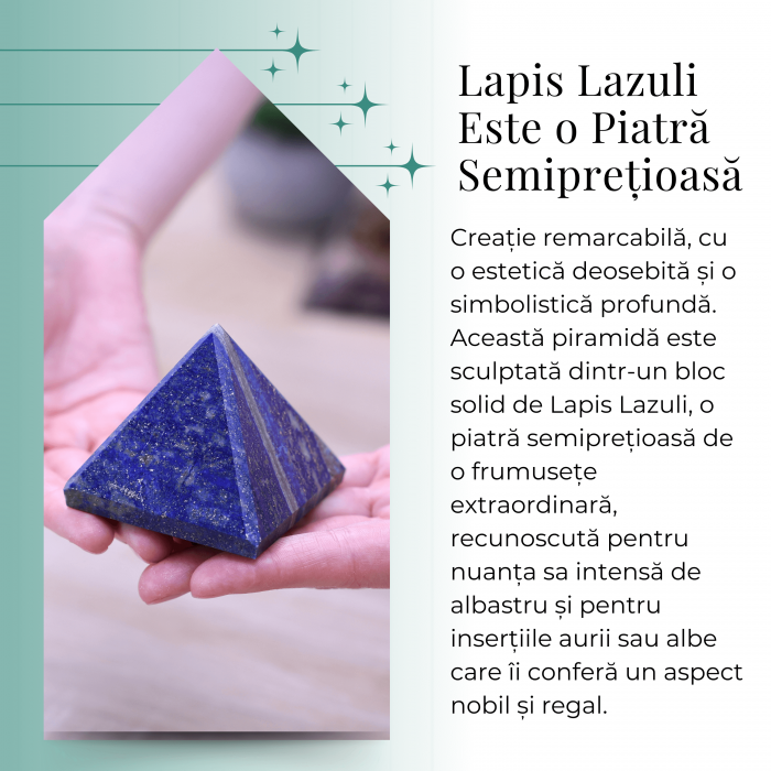 Piramida Sculptata Manual 60mm din Piatra Lapis Lazuli Naturala [2]