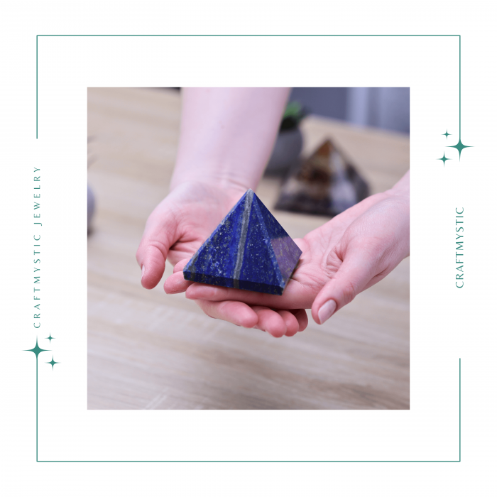Piramida Sculptata Manual 60mm din Piatra Lapis Lazuli Naturala [7]
