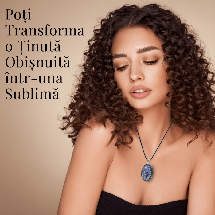 Colier Reglabil cu Pandantiv Oval 40mm de Lapis Lazuli [7]