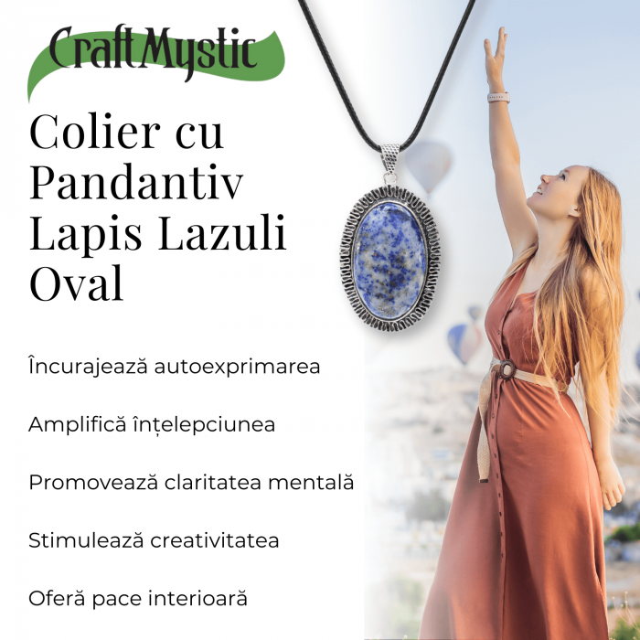 Colier Reglabil cu Pandantiv Oval 40mm de Lapis Lazuli [3]
