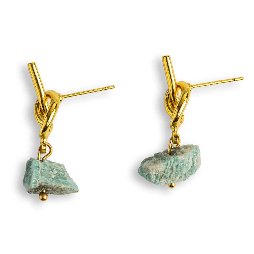 Bijuterie a Linistii – Cercei cu Amazonit si Montura Tip Nod [1]