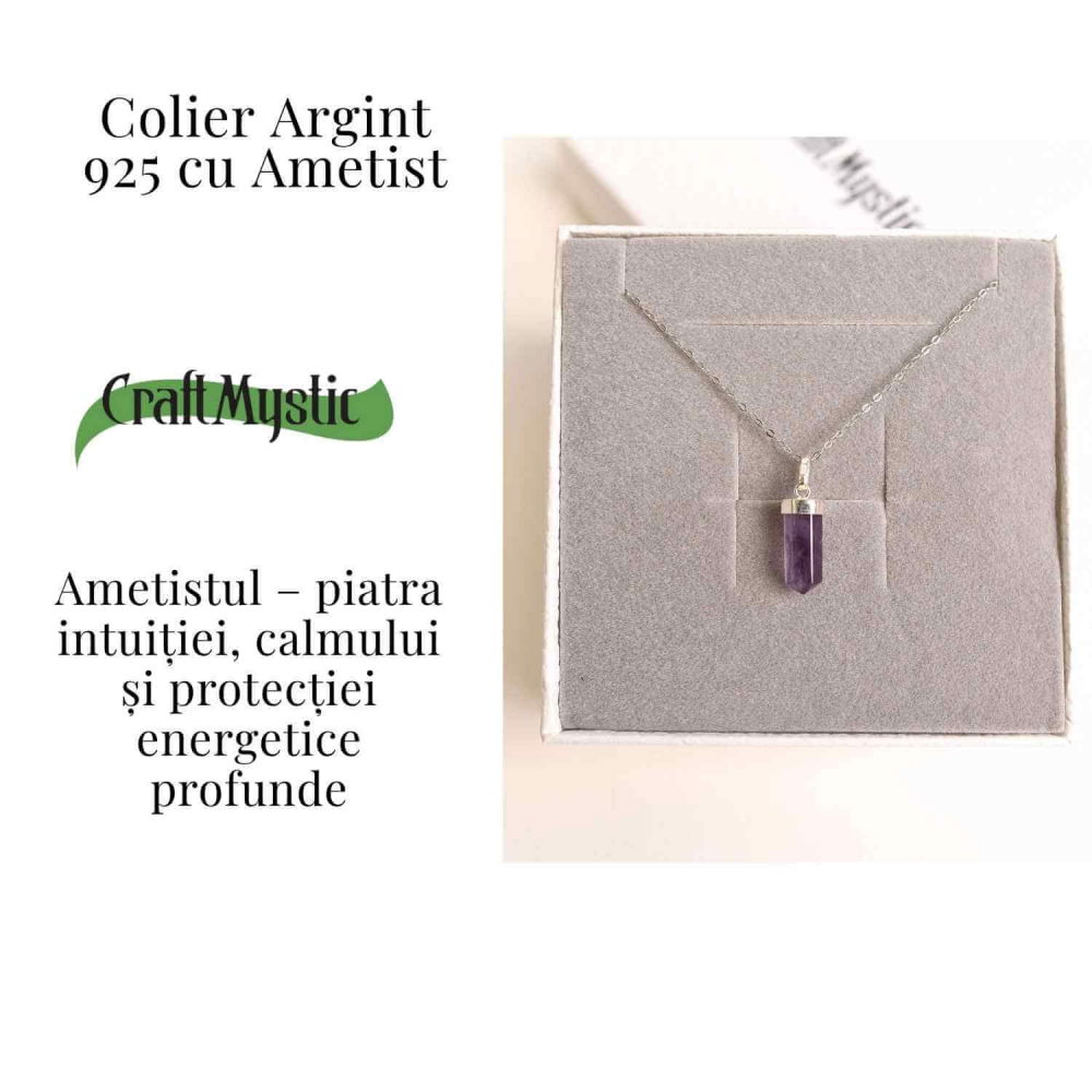 Protectie si Claritate Zilnica – Colier Turnulet cu Ametist si Argint 925 [3]