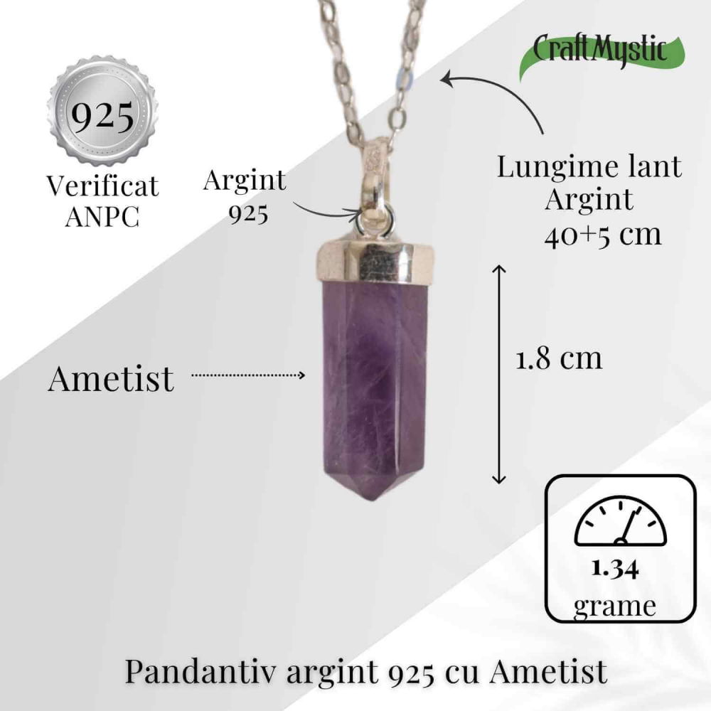 Protectie si Claritate Zilnica – Colier Turnulet cu Ametist si Argint 925 [5]