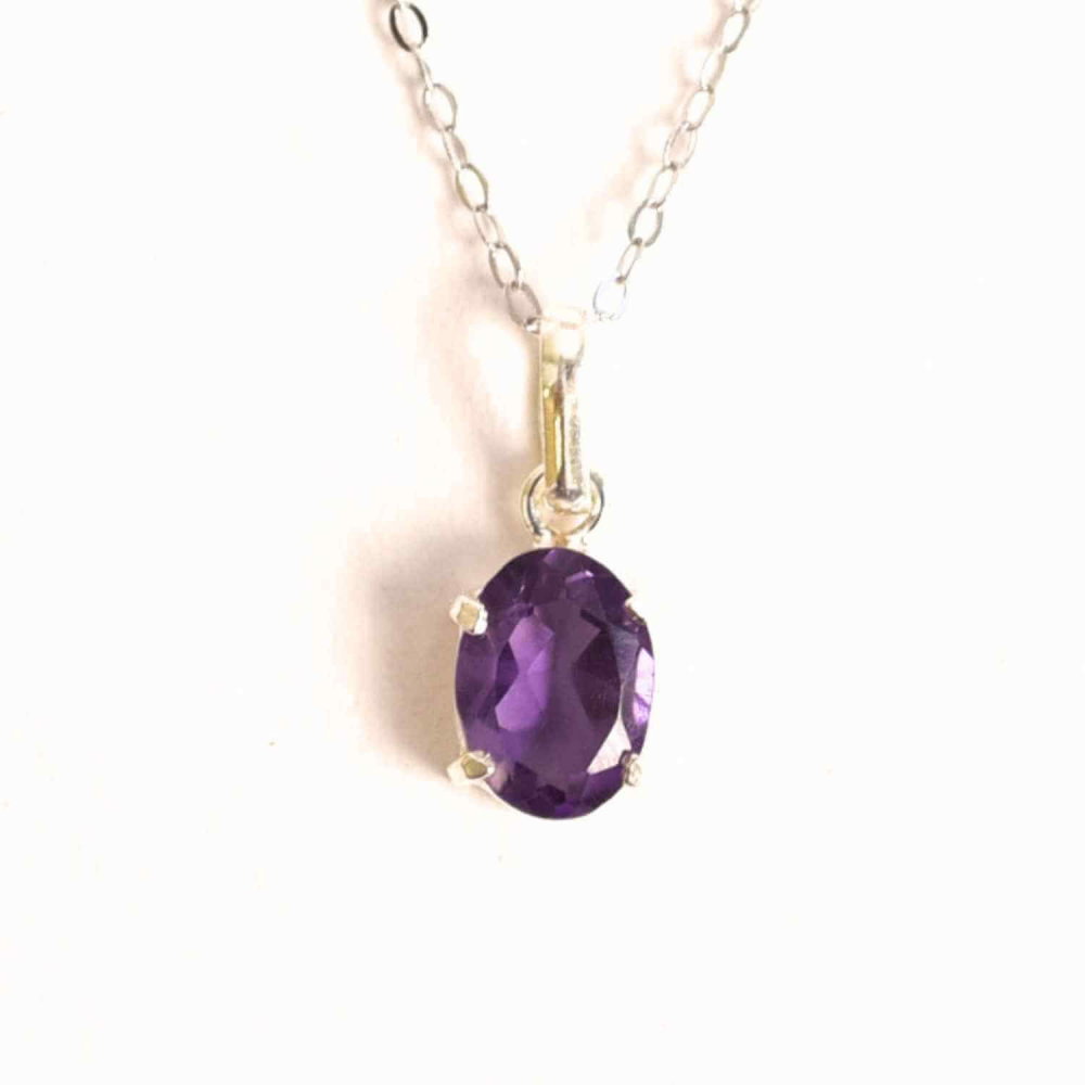 Claritate Mentala si Liniste Interioara – Colier Oval cu Ametist Fatetat si Argint 925 [1]