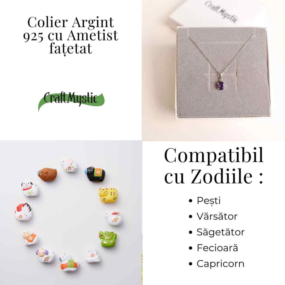 Claritate Mentala si Liniste Interioara – Colier Oval cu Ametist Fatetat si Argint 925 [4]