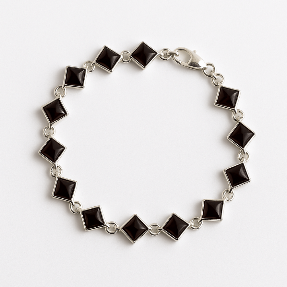 Bratara cu chihlimbar rosu inchis – Geometrie si rafinament natural [1]