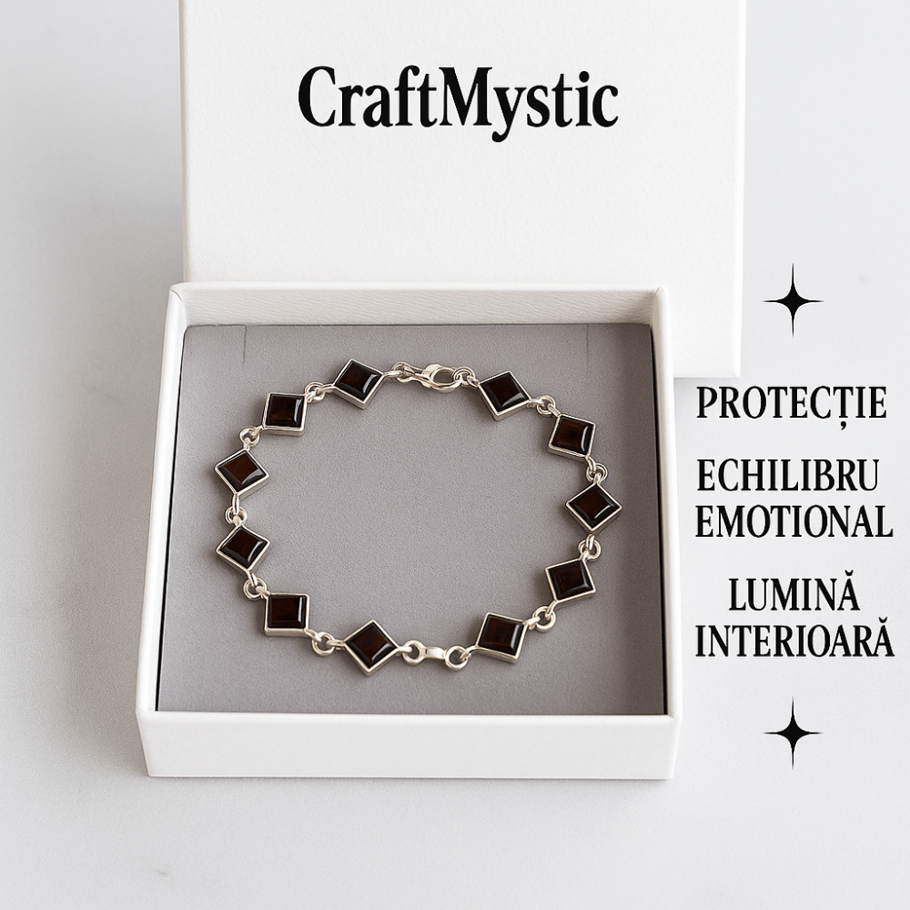 Bratara cu chihlimbar rosu inchis – Geometrie si rafinament natural [5]