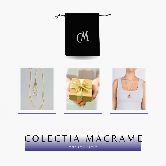 Colier Reglabil Model Macrame din bumbac - Pentru Piatra ta Favorita [9]