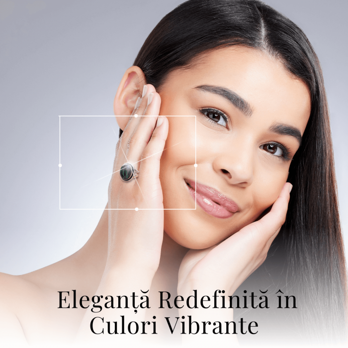 Inel Ajustabil Argintiu cu Malachit Natural [4]