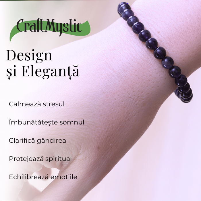 Bratara Elastica cu Margele Naturale de 6mm din Ametist [6]