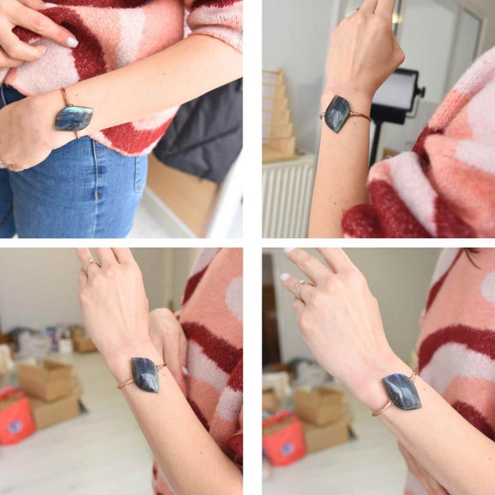 Bratara din Labradorit cu piatra 45 mm, forma lacrima, Circumferinta de 16 cm [4]