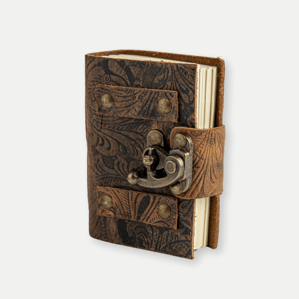 Mini Jurnal vintage din piele cu incuietoarea de epoca  – Intimitate si stil retro [1]