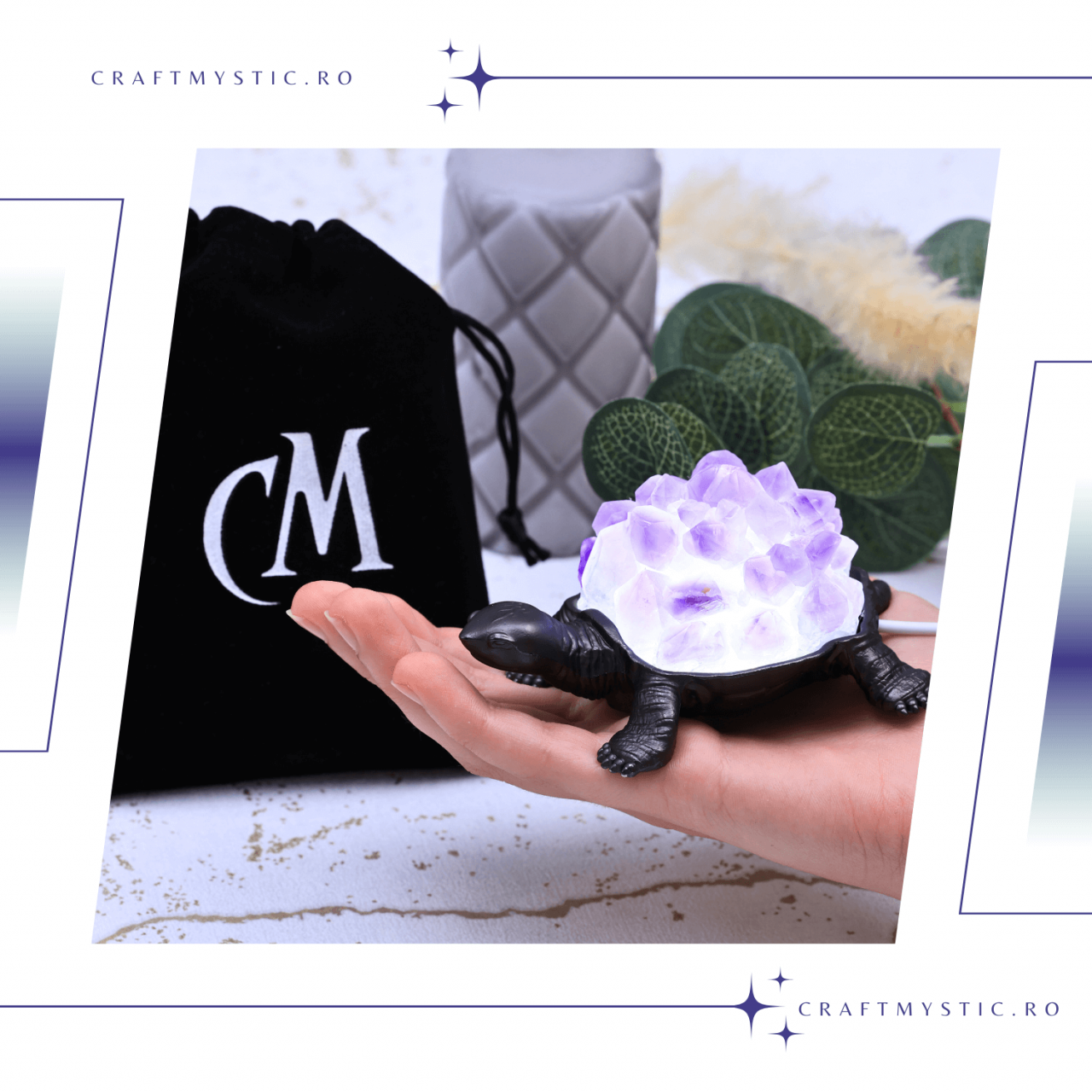 Mini Lampa Broasca Testoasa cu Cristale de Ametist - Relaxare si Energie Pozitiva [5]