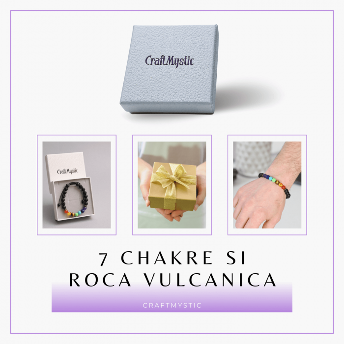 Bratara Reglabila cu Margele pentru Cele 7 Chakre si Roca Vulcanica [8]
