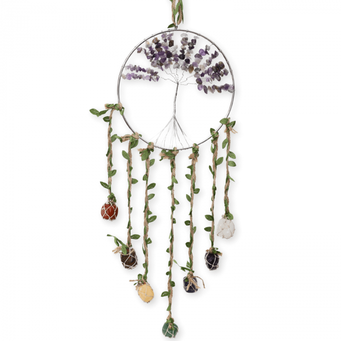 Dreamcatcher cu 7 tipuri de Cristale pentru cele 7 Chakre și Model Arborele Vietii [1]