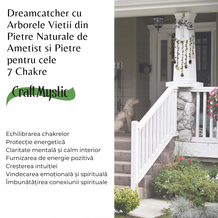 Dreamcatcher cu 7 tipuri de Cristale pentru cele 7 Chakre și Model Arborele Vietii [5]