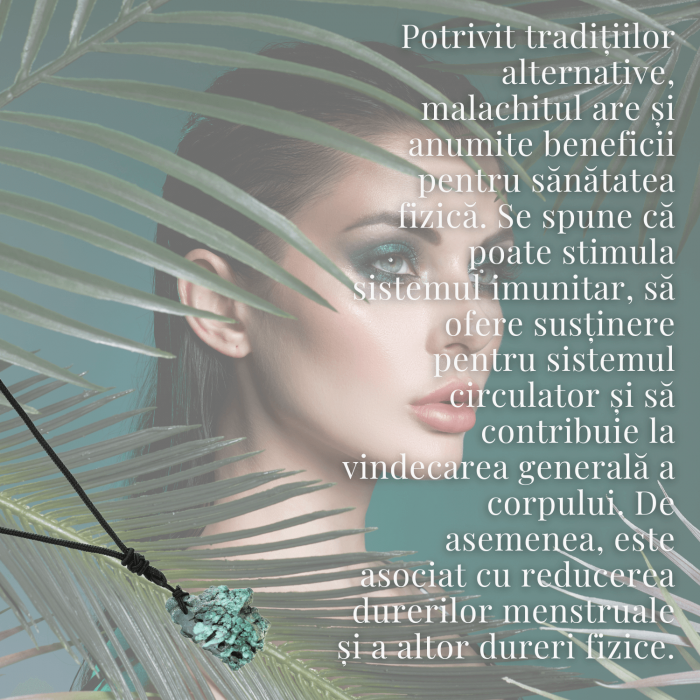 Colier Ajustabil cu Pandantiv din Malachit Natural, Forma Neregulata, 30-35mm [7]