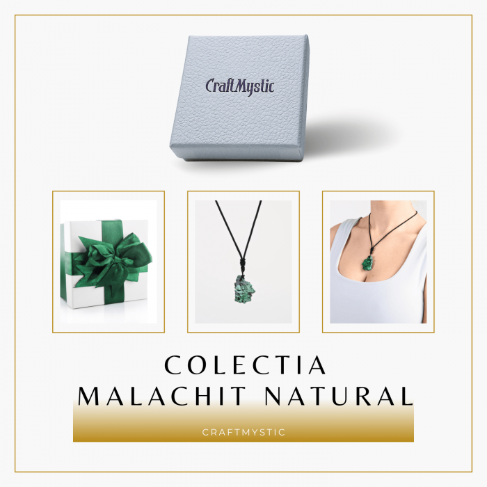 Colier Ajustabil cu Pandantiv din Malachit Natural, Forma Neregulata, 30-35mm [8]