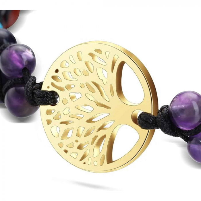 Colier realizat manual cu dubla utilizare si 108 margele naturale semipretioase 7 chakre - Pentru Yoga, Meditatie [6]