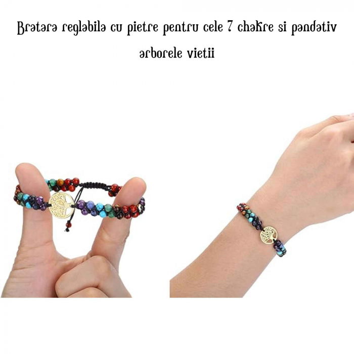 Colier realizat manual cu dubla utilizare si 108 margele naturale semipretioase 7 chakre - Pentru Yoga, Meditatie [3]