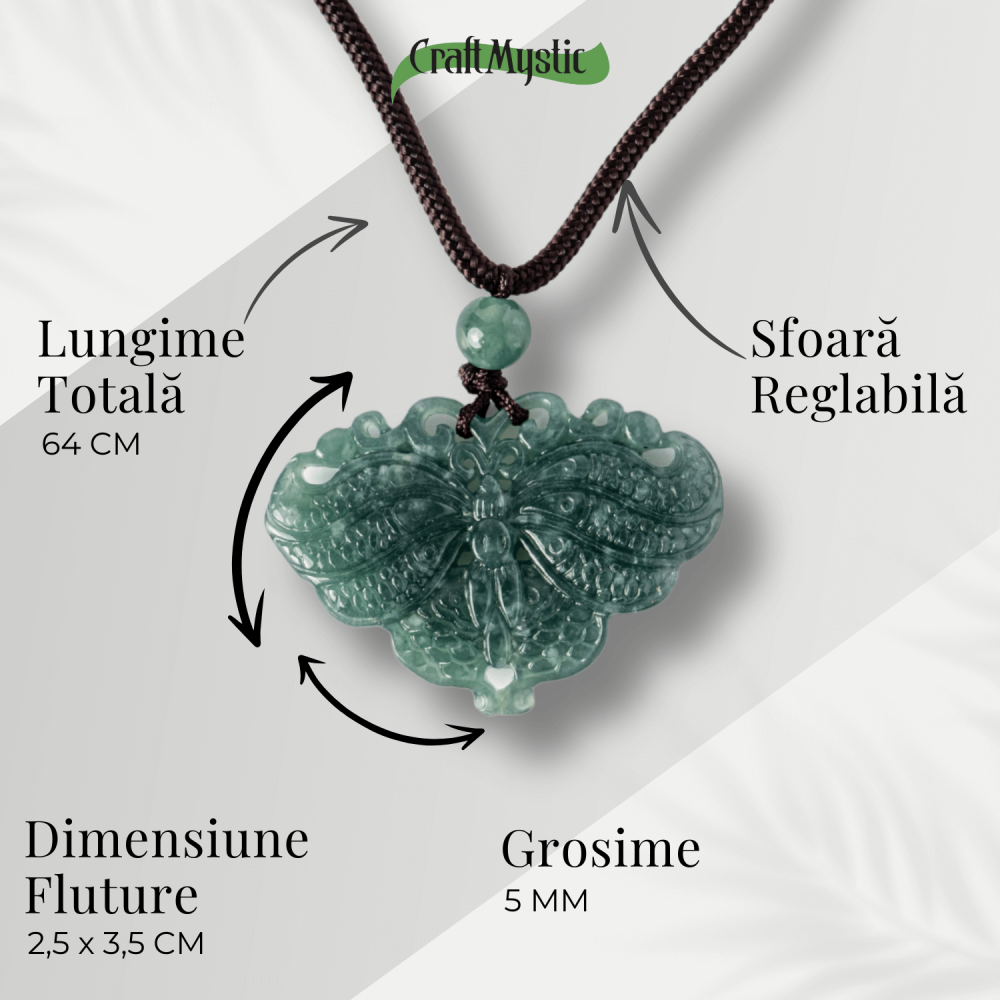 Transformare si Armonie - Colier Fluture din Jad Albastru de Guatemala [4]
