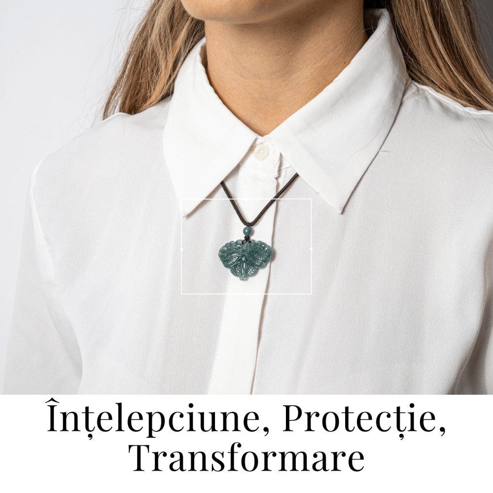 Transformare si Armonie - Colier Fluture din Jad Albastru de Guatemala [2]