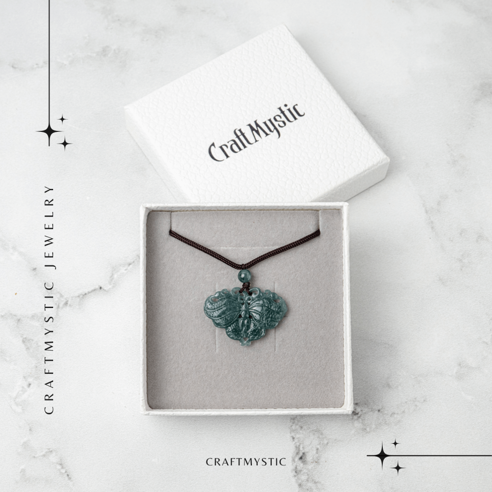 Transformare si Armonie - Colier Fluture din Jad Albastru de Guatemala [7]