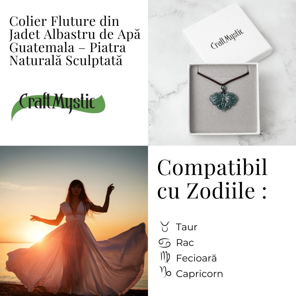Transformare si Armonie - Colier Fluture din Jad Albastru de Guatemala [5]
