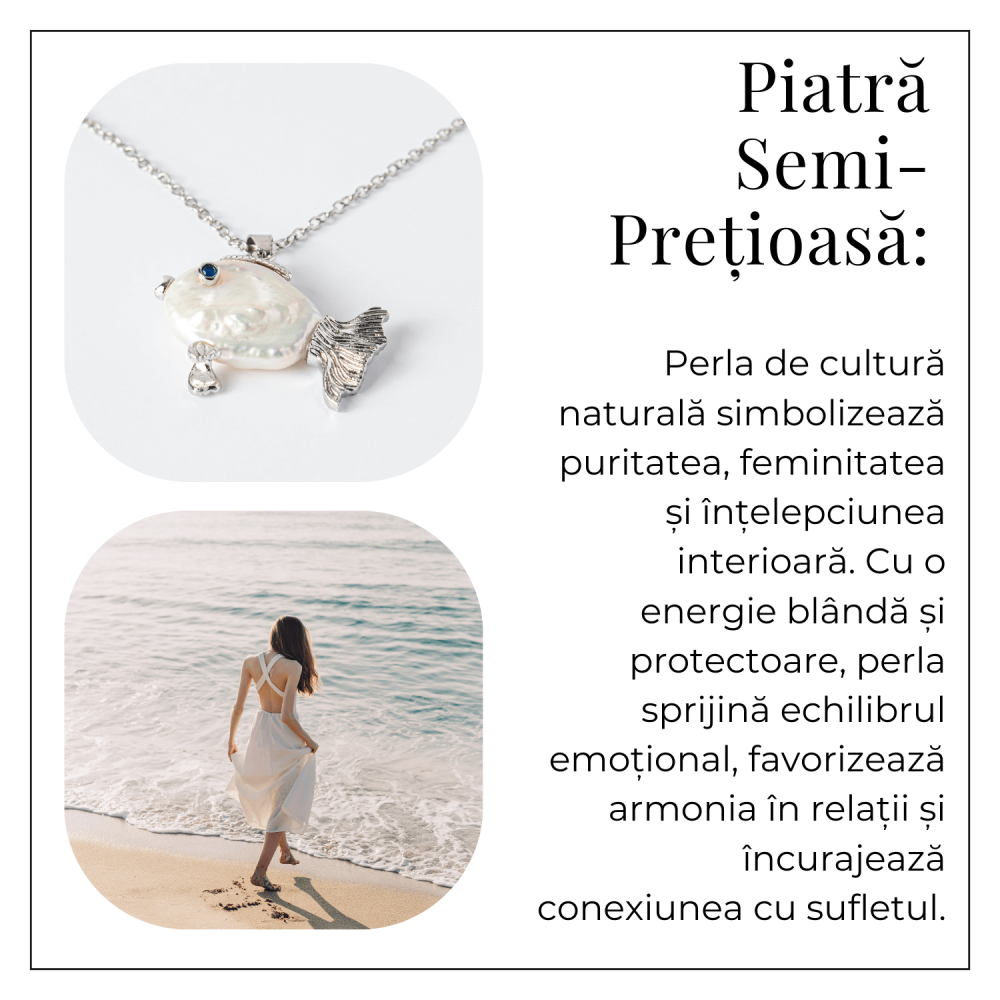 Echilibru si Puritate – Colier Peste cu Perla Naturala, Placat Argintiu [6]