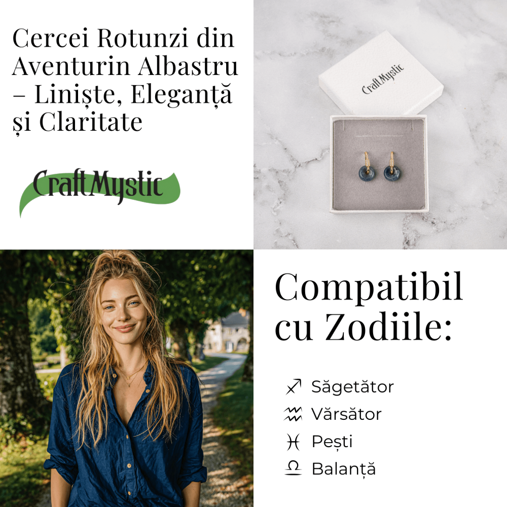 Cercei Cupru Placat Auriu cu Aventurin Albastru forma Pi – Claritate, Calm si Echilibru Interior [4]